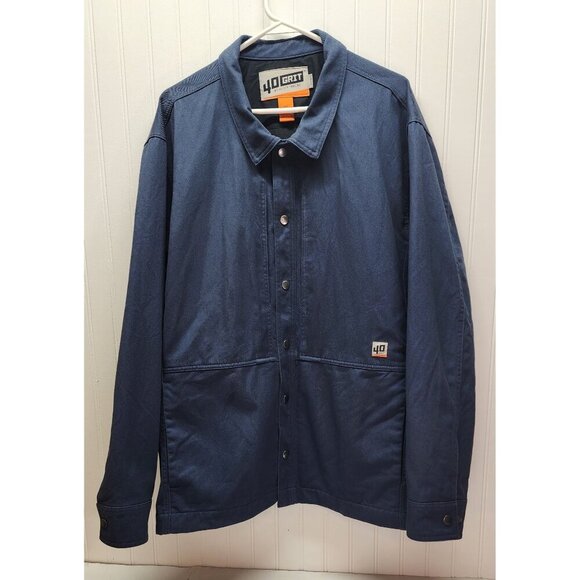 40 Grit By Duluth Trading Mens Navy Blue Button-Up Jacket 2XL 100% Cotton Shell - Picture 1 of 7